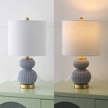 Daphne 20" Ribbed Metal/Glass LED Table Lamp